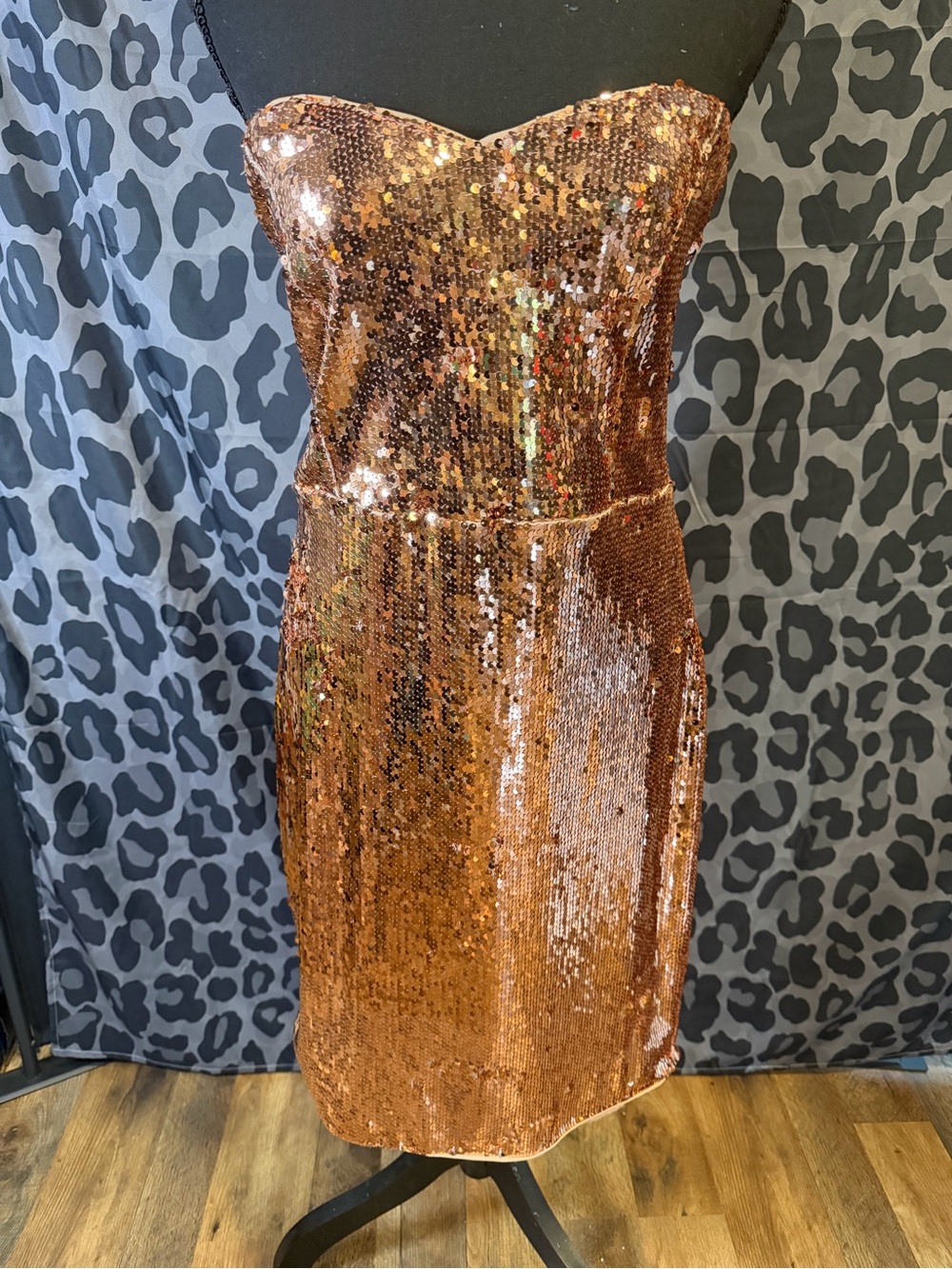 Forever 21 Strapless Copper Sequin Dress
